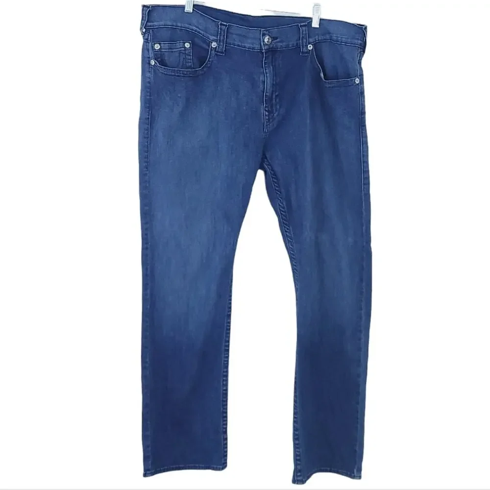 True Religion Ricky Relaxed Straight Jeans Size 40x32 Blue Jean Denim Men